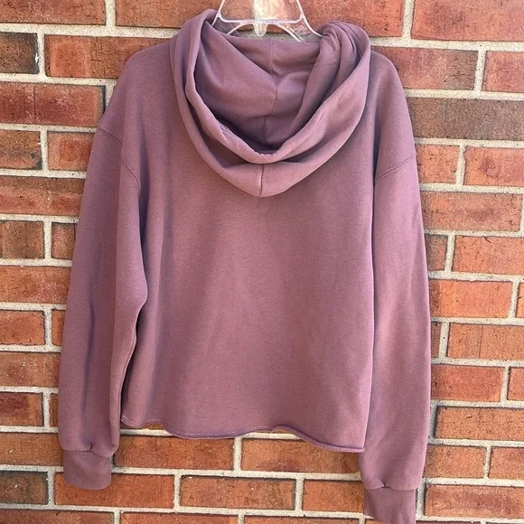 Abercrombie & Fitch Mauve Soft Fleece Oversized Cropped Logo Hoodie size XS - Picture 4 of 8